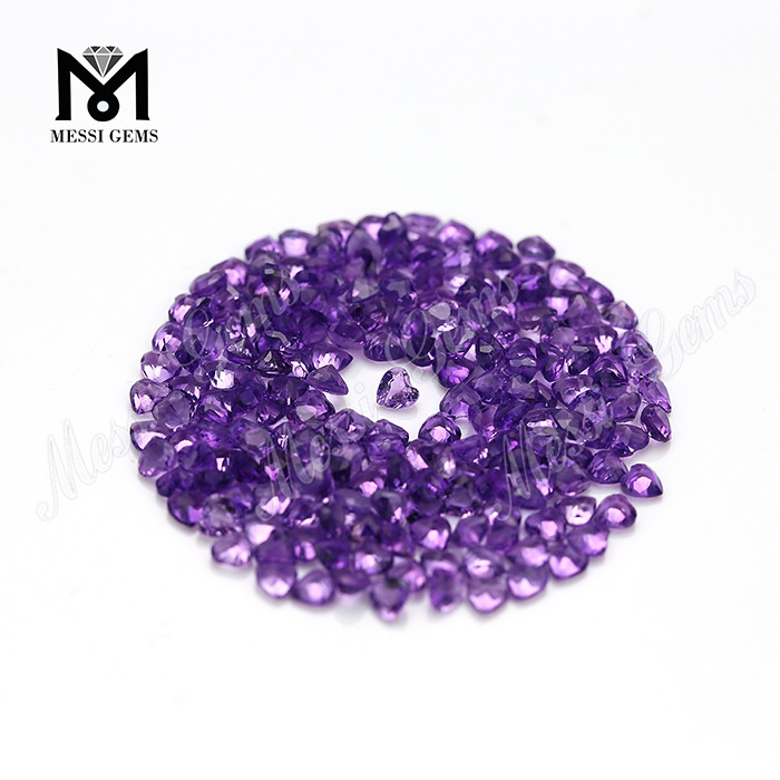 3x3mm heart cut loose natural amethyst stones price from China