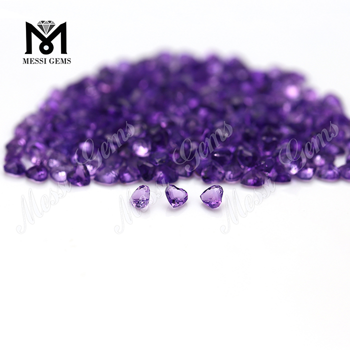3x3mm heart cut loose natural amethyst stones price from China