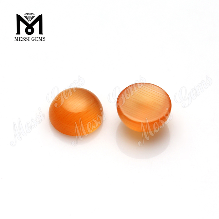 8.0mm orange round cabochon chrysoberyl cat\'s eye glass gemstone