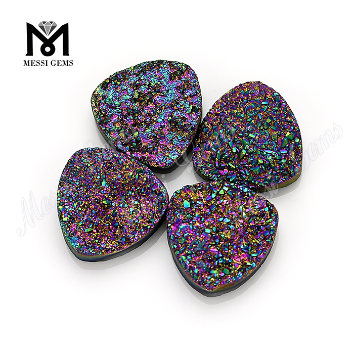 rainbow red trillion cut natural gems druzy stone suppliers in China