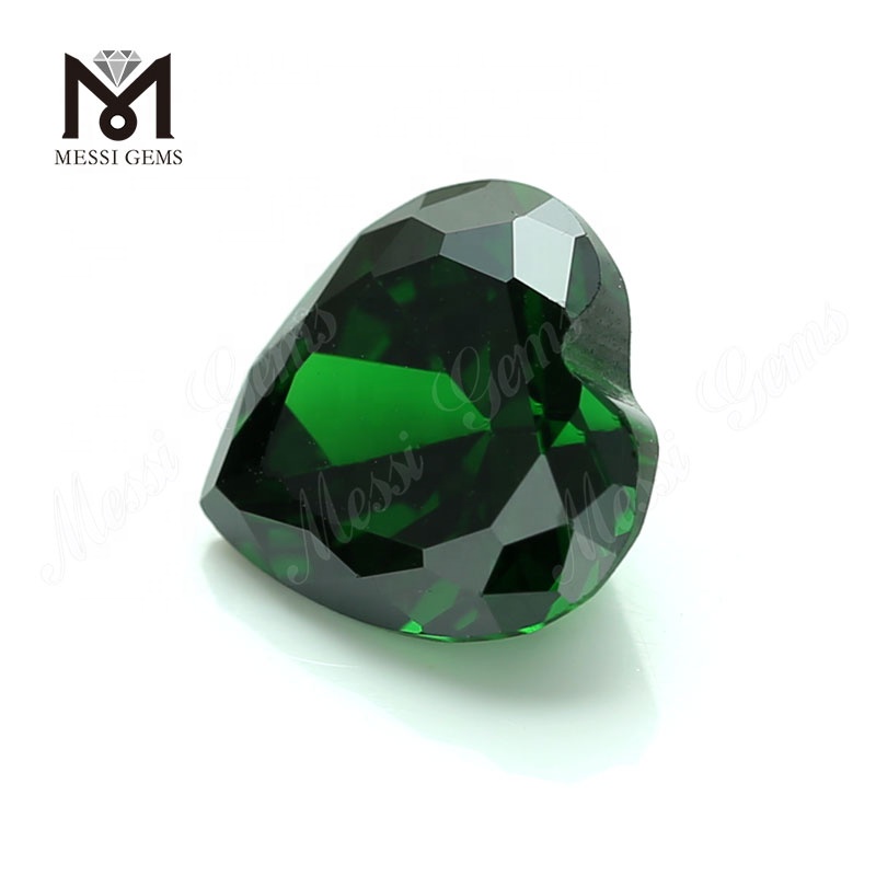 Green Color Heart Cut 10*10mm Synthetic Cubic Zirconia CZ Stone