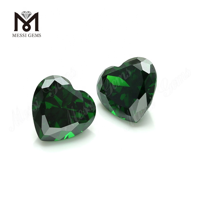 Green Color Heart Cut 10*10mm Synthetic Cubic Zirconia CZ Stone