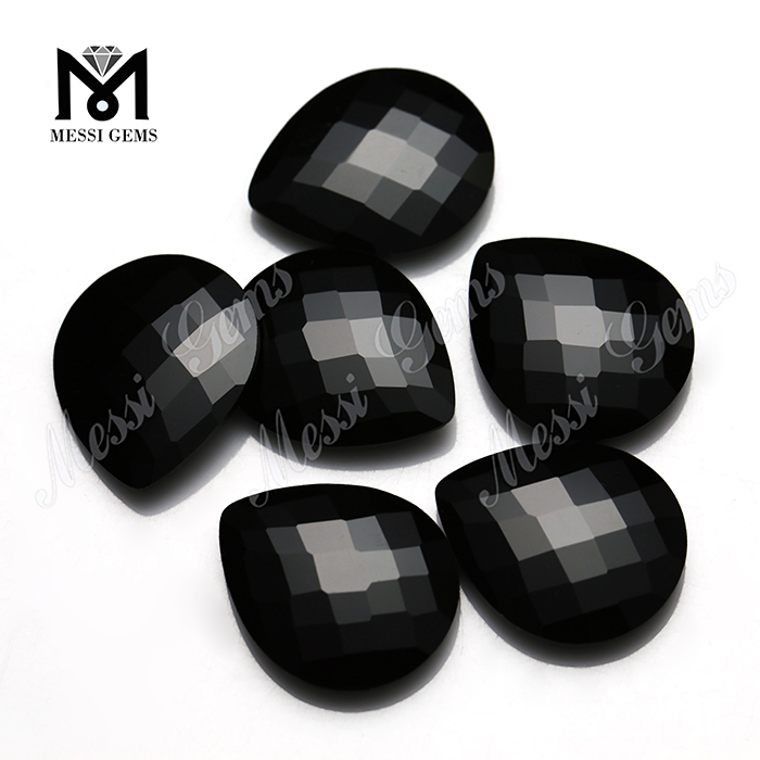 pear checker cut gemstones natural black jade stones for sale