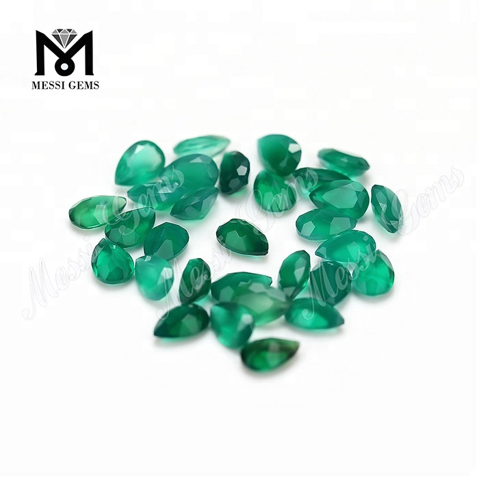 Wholesale pear cut 4*6mm natural green agate stone