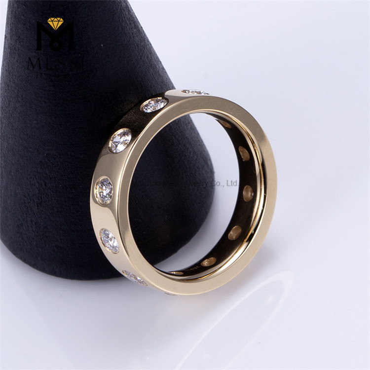 18k yellow gold fashion style Round shape Lab Produced Diamond Rings