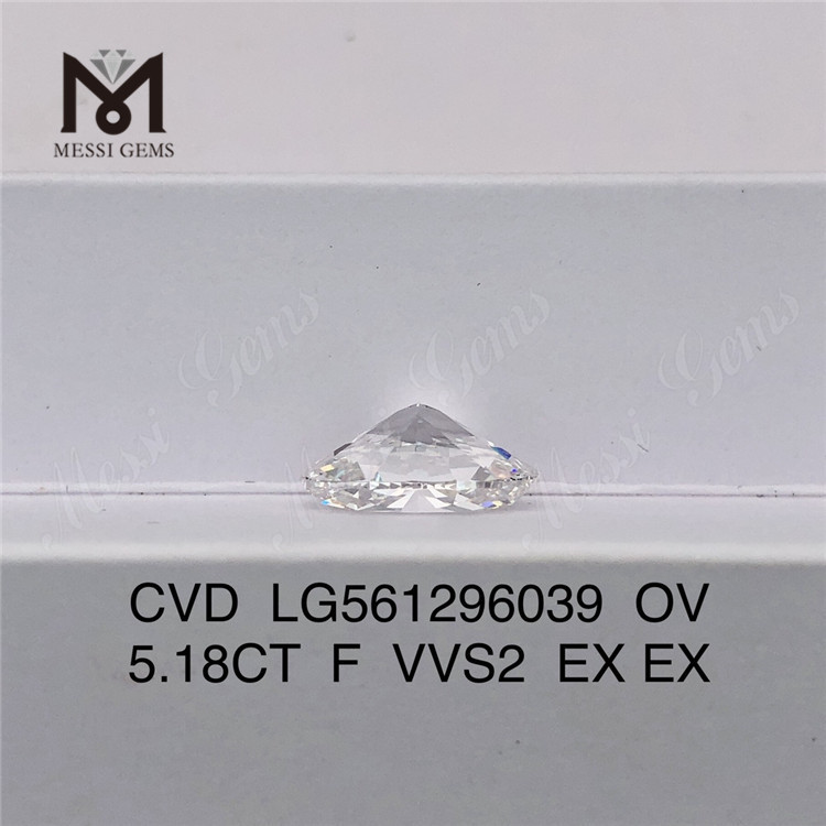 5.18CT OV F VVS2 EX EX LG561296039 lab grown diamond CVD 