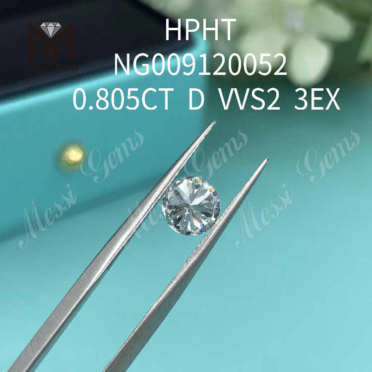 0.805CT white VVS2 3EX round loose lab made diamond 