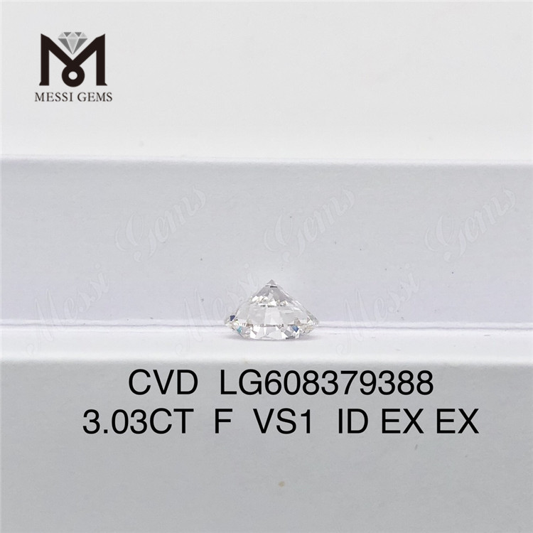 3.03CT F VS1 RD 3ct lab grown cvd diamond Ethically Sourced丨Messigems LG608379388 