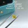 0.69ct FIY colored fancy yellow lab grown diamonds VS1 Radiant cut 