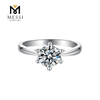 Customize jewelry 6 Claws 14k gold plated 1ct Moissanite 925 silver Ring