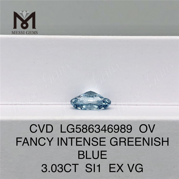 3ct Blue OV Diamond Price SI1 EX VG FANCY INTENSE GREENISH BLUE Diamond CVD LG586346989