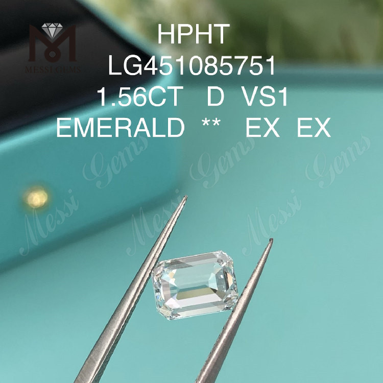 1.56 carat D HPHT VS1 EMERALD CUT lab diamonds