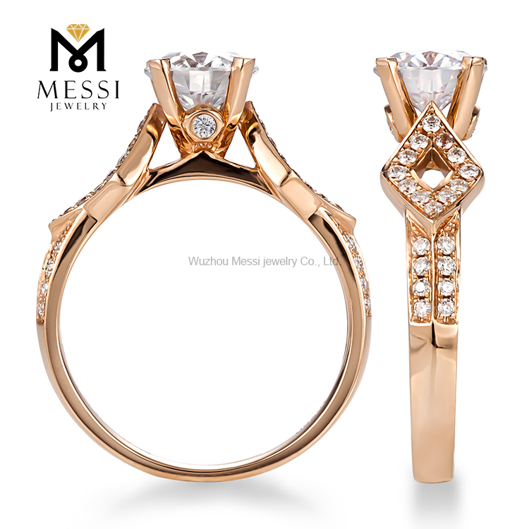 18K Rose Gold Jewelry DEF Moissanite 1 Carat Engagement Ring
