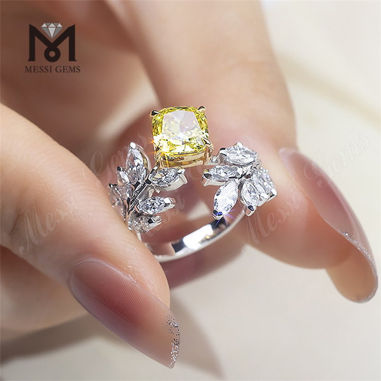 cushion yellow diamond engagement ring