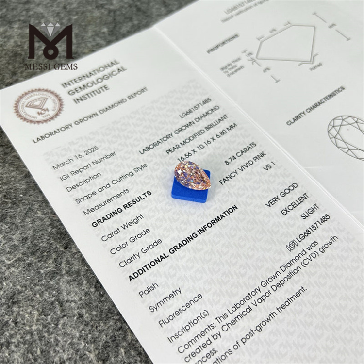 8ct pink pear best cvd lab cultured diamond 8ct pink pear best cvd lab cultured diamond
