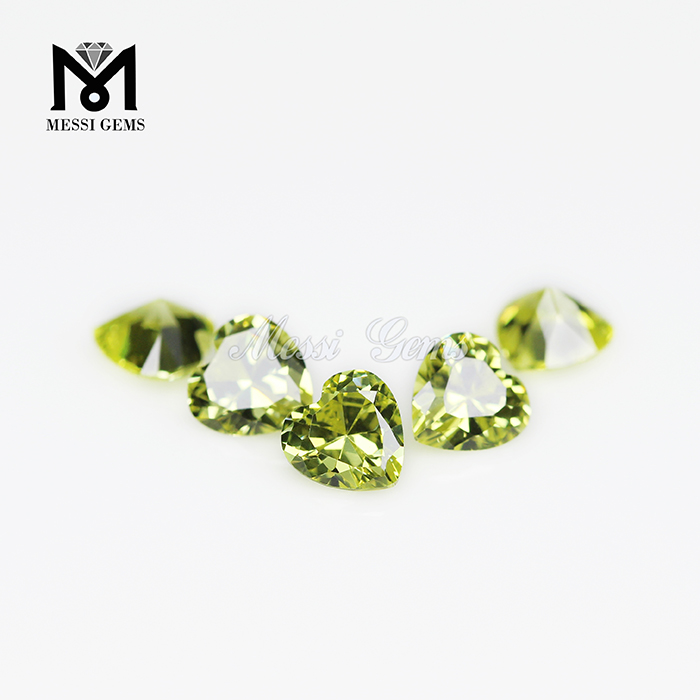 Loose Gemstone Heart cut 5X5mm Color play or fire peridot cubic zirconia 