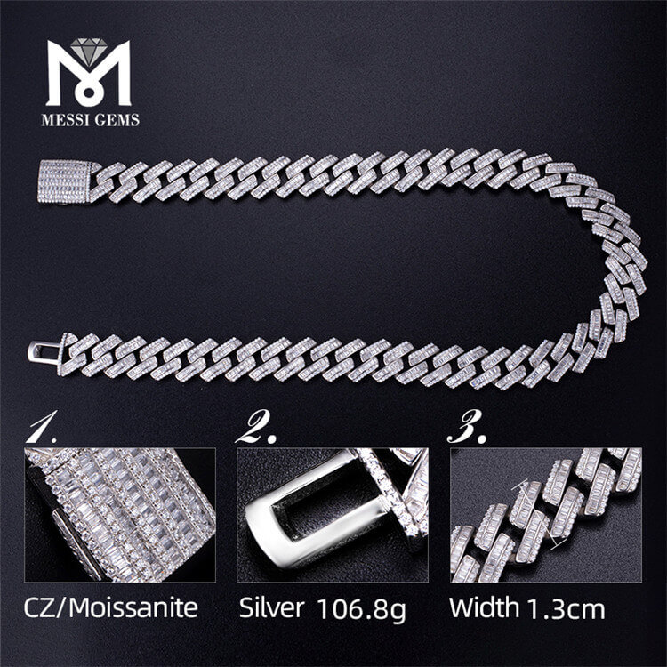 Customized Hip-hop Jewelry Men\'s Cuban Link Chain with Cubic Zircon