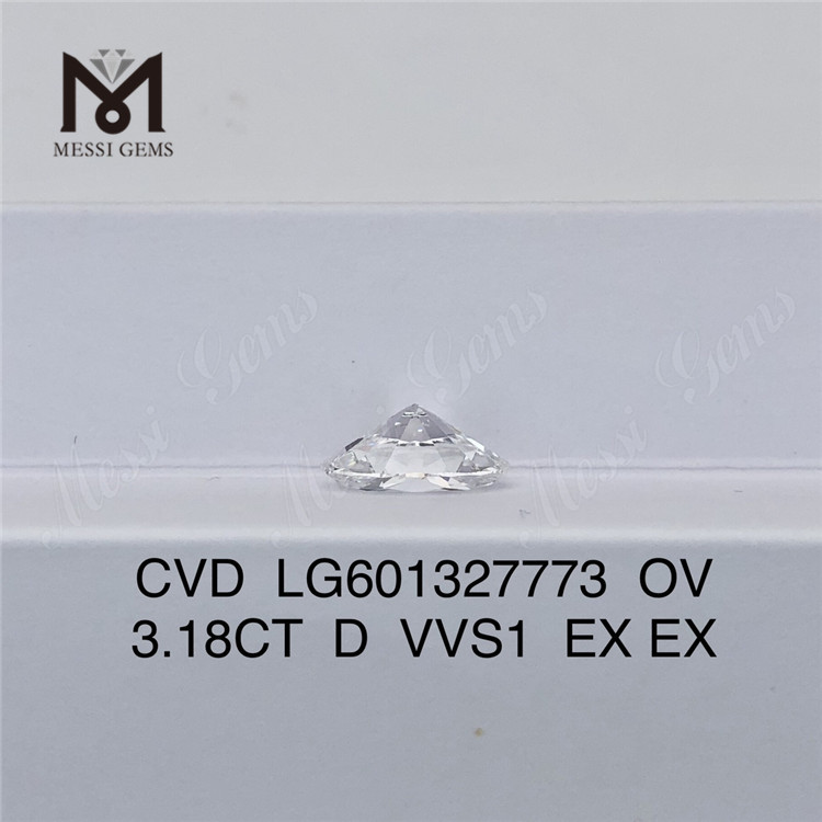 3.18CT D VVS1 oval cvd lab diamond LG601327773丨Messigems