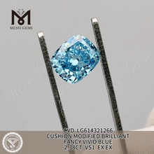 2.38CT VS1 CUSHION FANCY VIVID BLUE igi lab grown Certified Diamonds丨Messigems CVD LG614321266