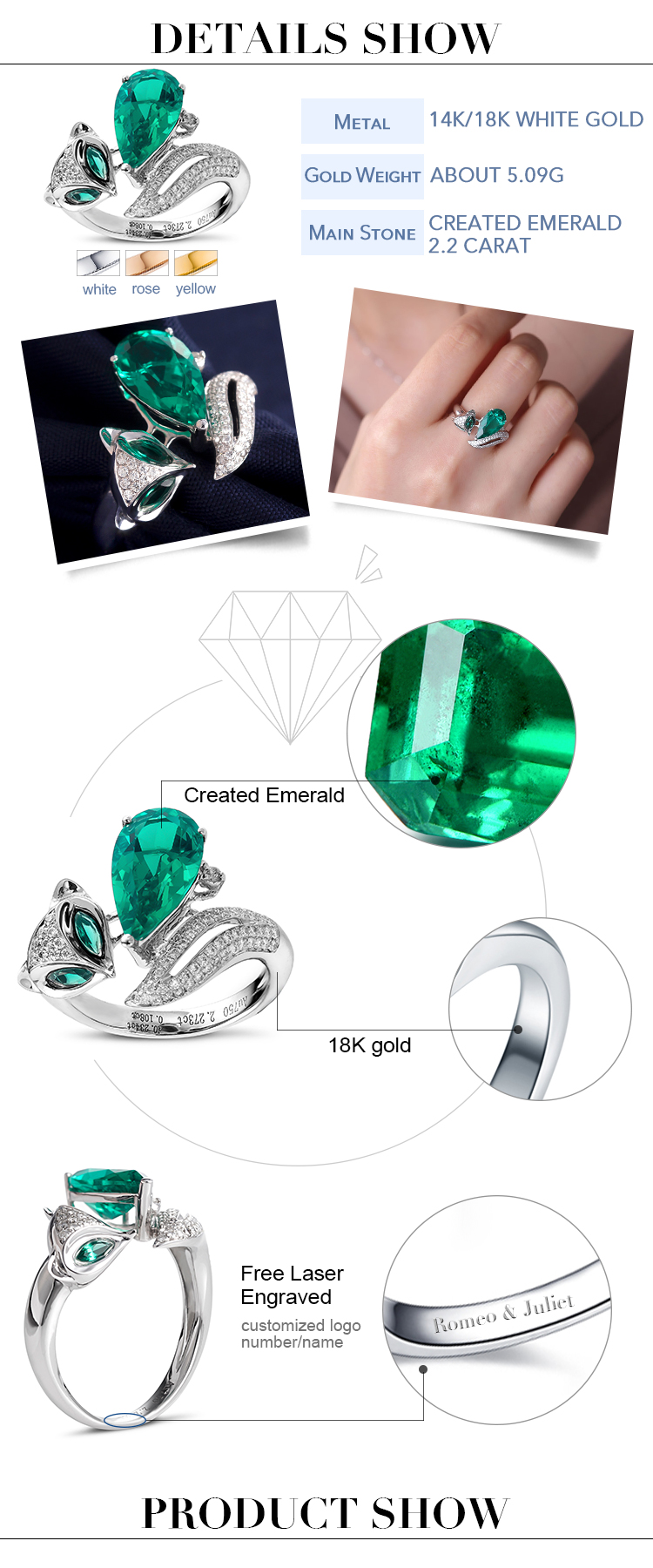 white gold emerald jewelry