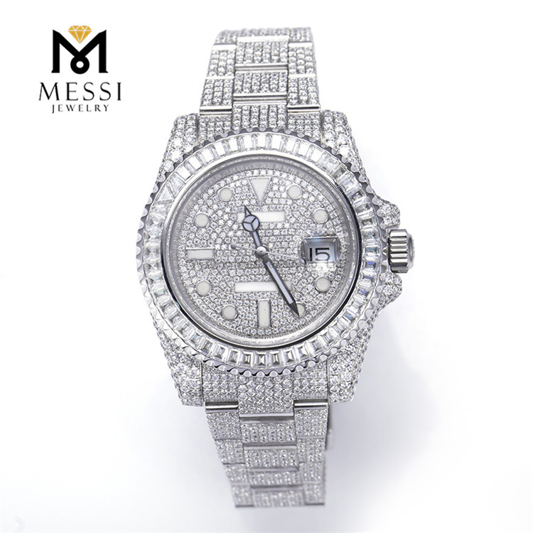 High Quality Iced Out 39.8mm Men\'s Moissanite Watch Pass Diamond Tester