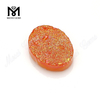 Oval Shape Orange Color Natural Druzy Agate Gemstones