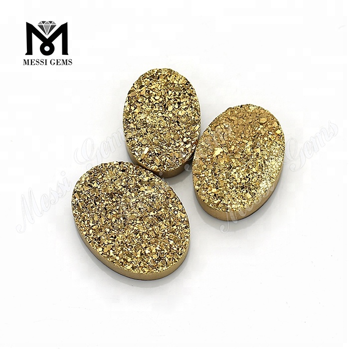 Oval Natural Druzy Cabochon Stone Wholesale 24K Gold Druzy