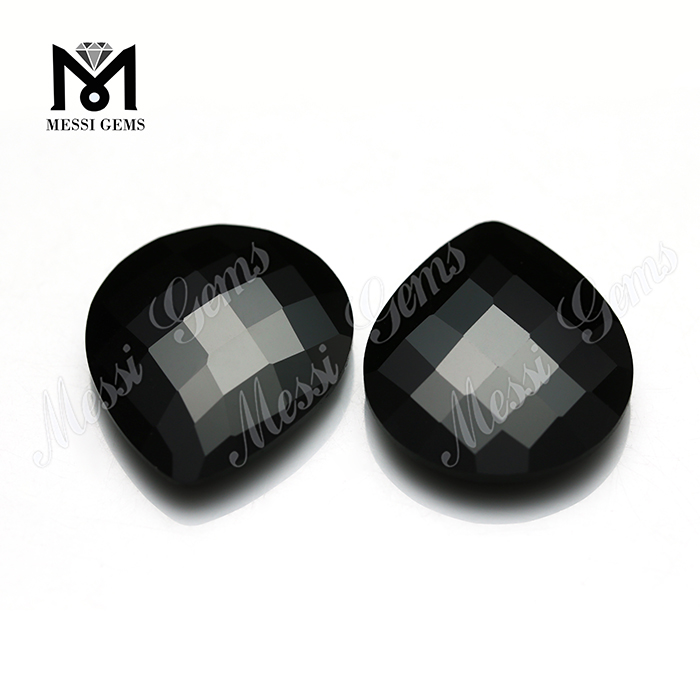 pear checker cut gemstones natural black jade stones for sale