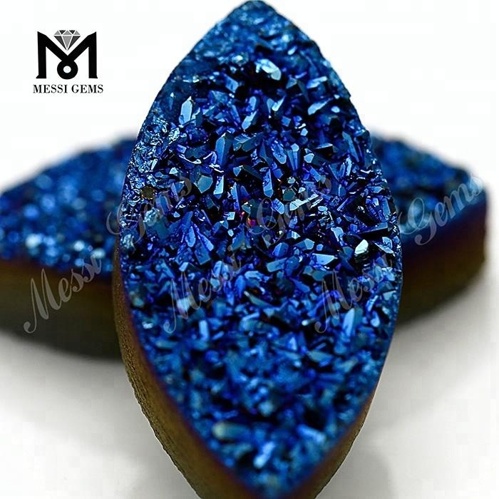 Wholesale Marquise Blue Natural Druzy Agate Stone