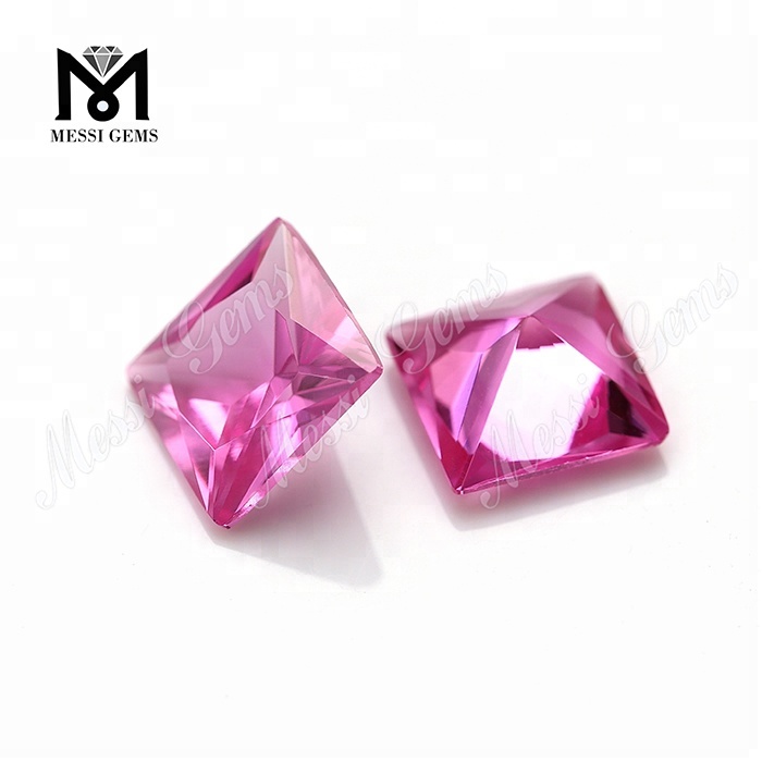 #2 synthetic pink corundum stones ruby princess cut for jewelry setting