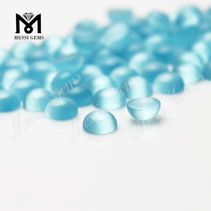Aquamarine cat's eye cabochon synthetic crystal glass stone