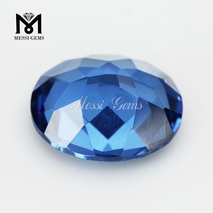 Lab Created Oval cut sapphire blue nanosital gemstone