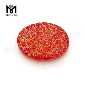 Factory Price Red Color Oval Shape Natural Druzy Agate Cabochon Stone