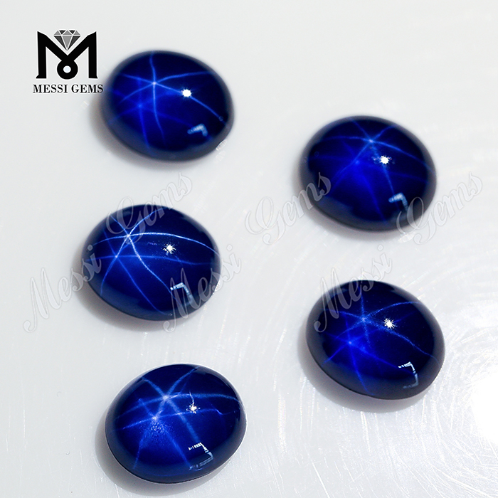 Synthetic Sapphire 6x8mm Oval Cabochon Blue Star Sapphire