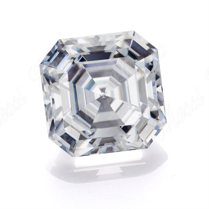 1 carat Asscher cut Synthetic white Moissanite diamond stone