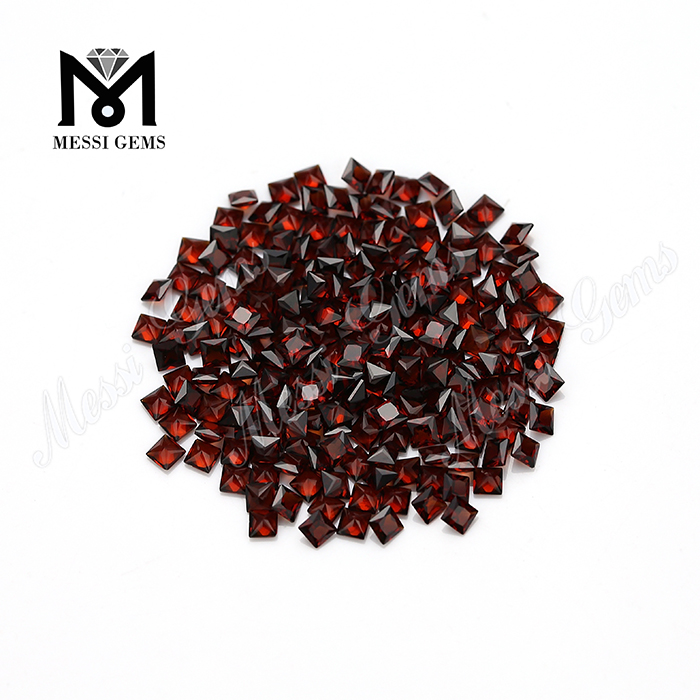 Guangzhou Clean Quality Square 3x3mm Garnet Stone Natural Red Garnet Stone