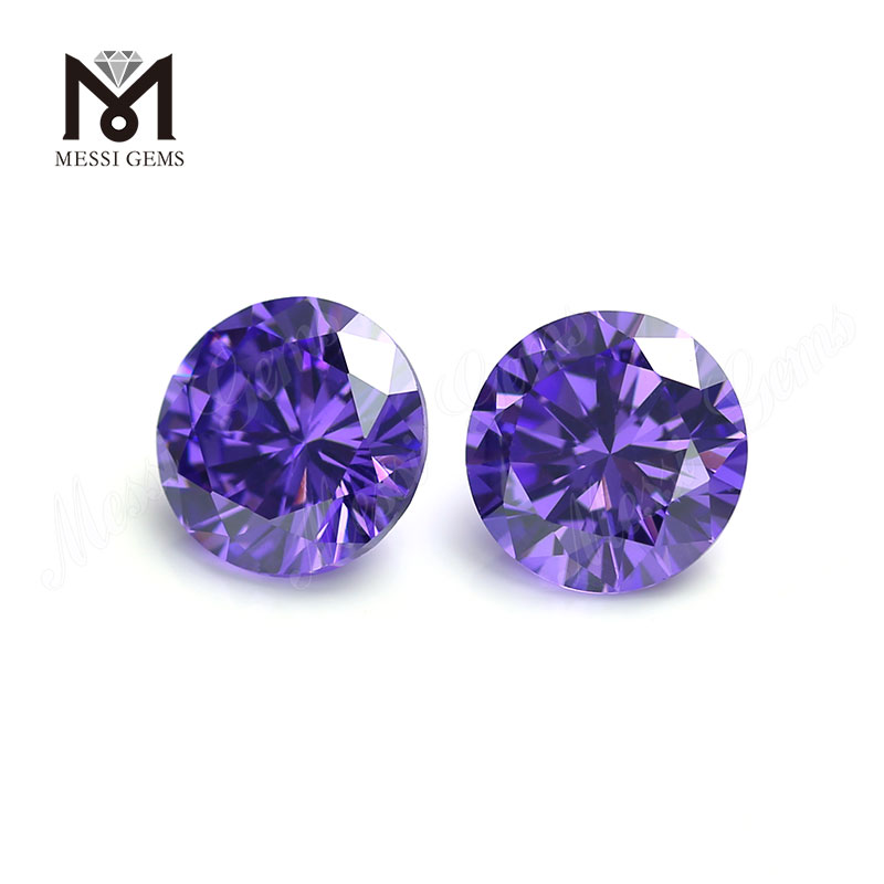 Wuzhou Factory Round Cut Lab Created Violet Color CZ Stones