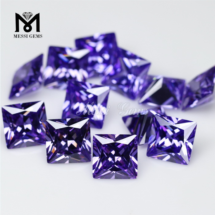 Machine cut synthetic high quality square loose colored cz cubic zirconia Lavender