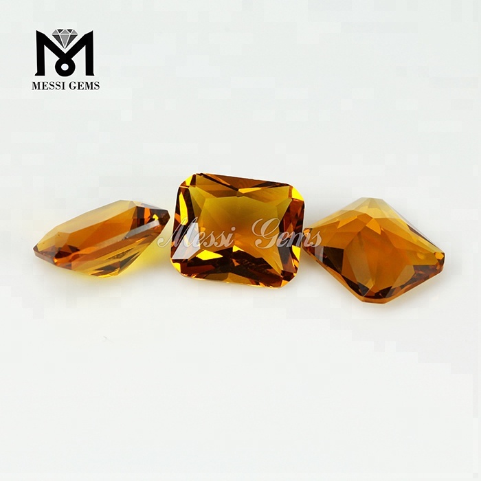 wholesale synthetic amber stone octagon amber color glass stone