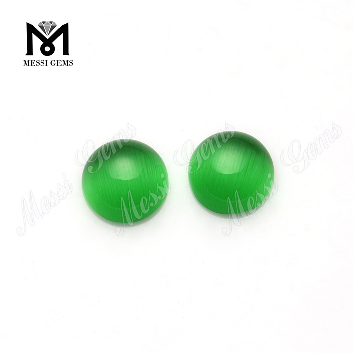 Round cabochon 10 mm water green cat's eye glass stone