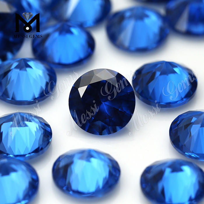 wholesale round shape 119# synthetic 10mm blue spinel gemstone