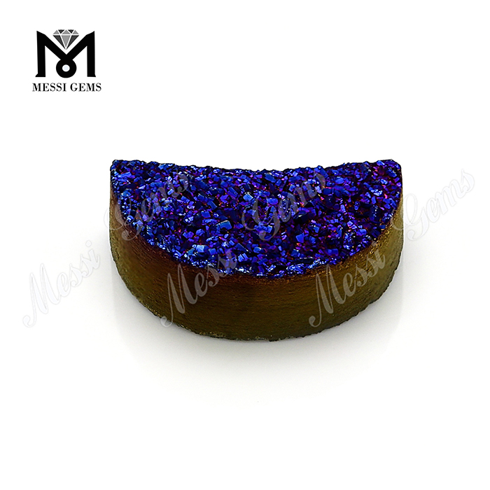 Factory half moon amethyst druzy agate stone