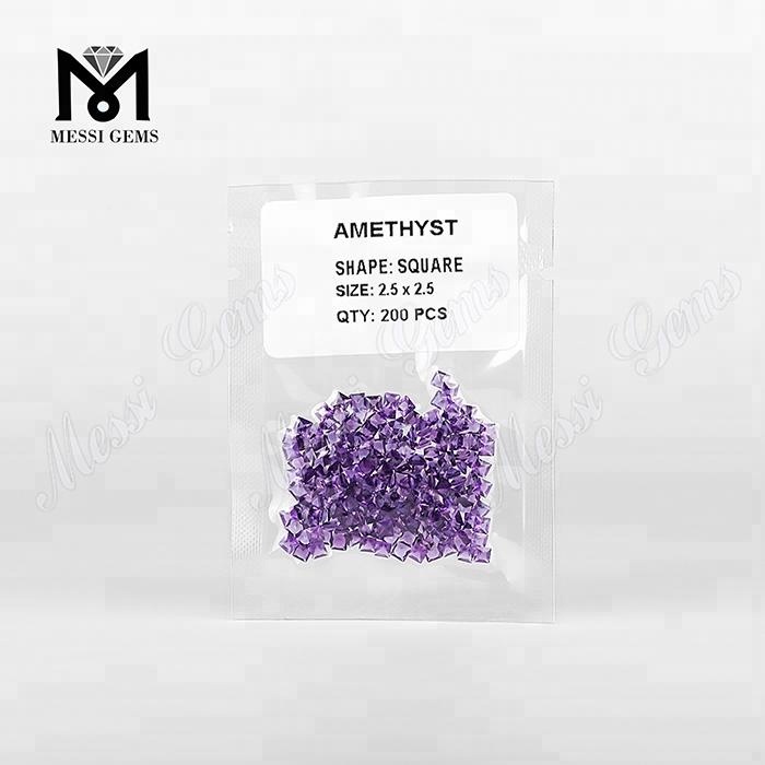 Square 2.5 x 2.5 mm natural amethyst stone