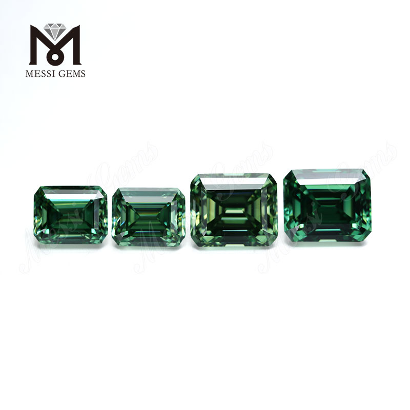 Green Moisanite Diamond Factory Prix Gemystones en vrac octogone Emerald Cut