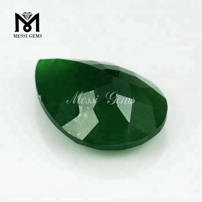 Loose Faceted Pear Cut Natural Green Jade gemstone