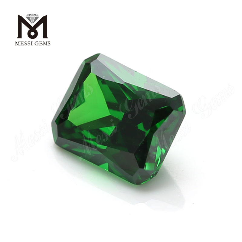 Factory price synthetic cubic zirconia gemstone octagon cut 8x10mm green cz