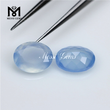 Wholesale Faceted Agate Beads Oval 8x10mm Blue Chalcedony Agate Stone