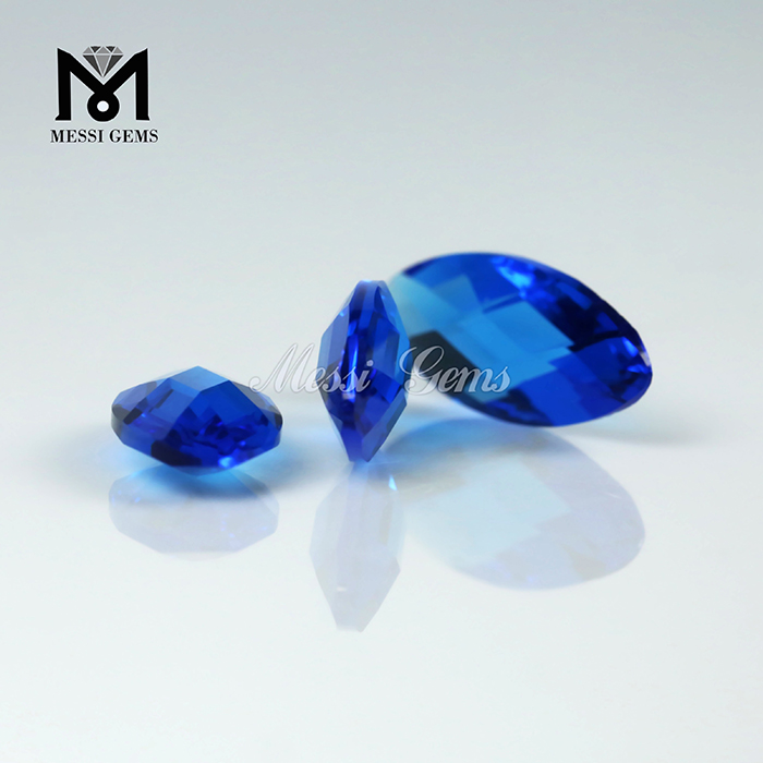 Marquise Cut Briolette Double 8 x19mm Blue Topaz Glass Bead para fabricação de jóias
