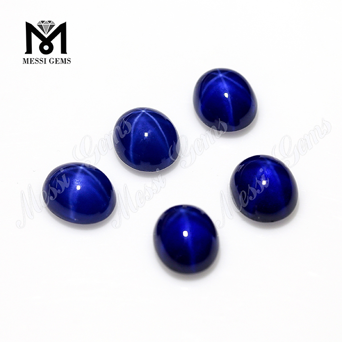 Synthetic Sapphire 6x8mm Oval Cabochon Blue Star Sapphire