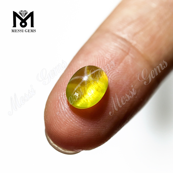 Synthetic Sapphire Oval Shape Cabochon Yellow Star Sapphire Price